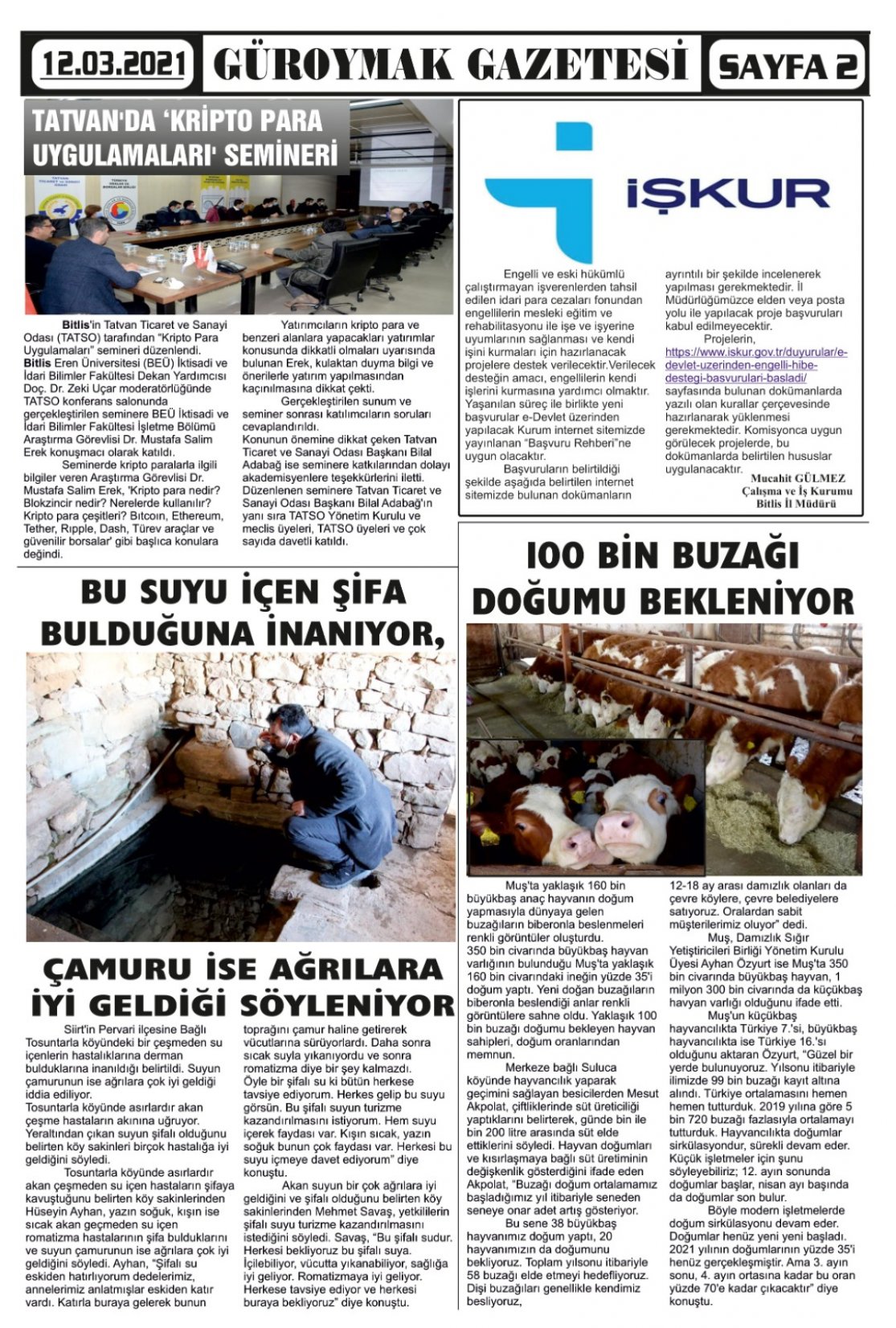 Güroymak Gazetesi  Sayılı Gazete Küpürü