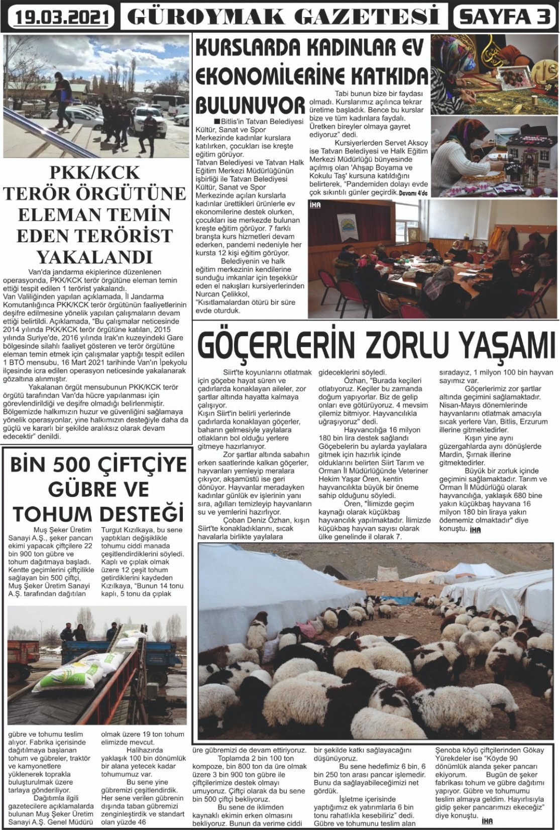 Güroymak Gazetesi  Sayılı Gazete Küpürü