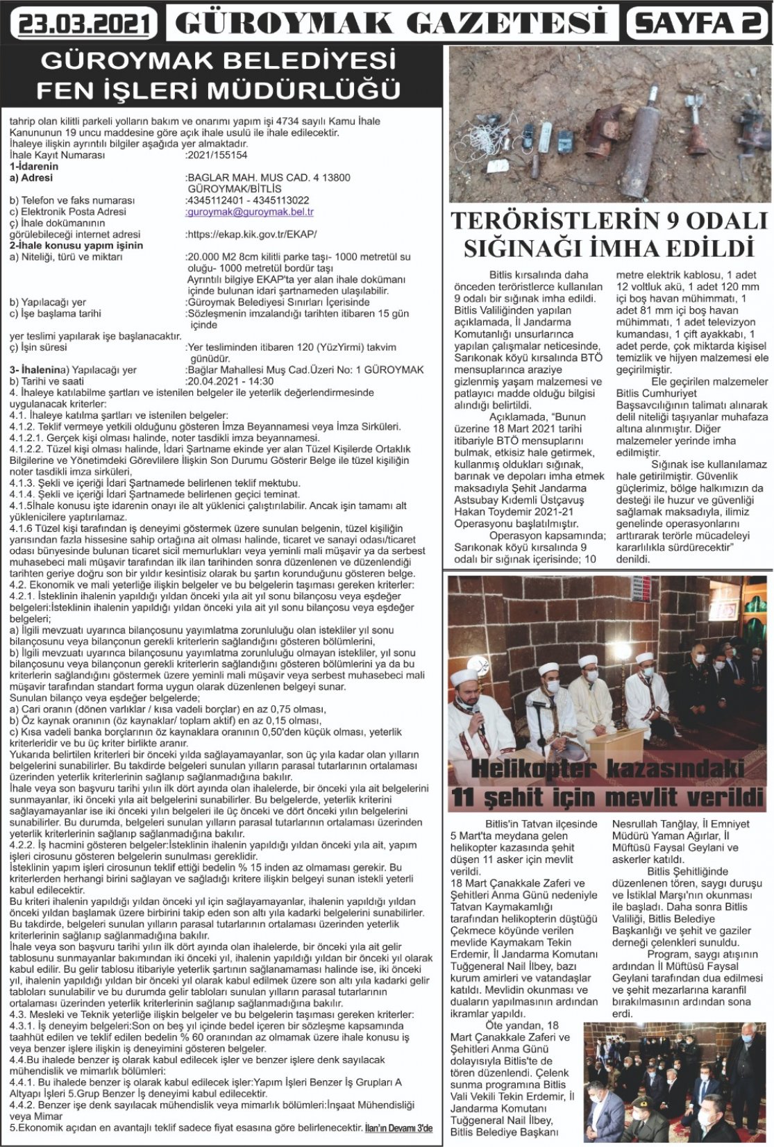 Güroymak Gazetesi  Sayılı Gazete Küpürü