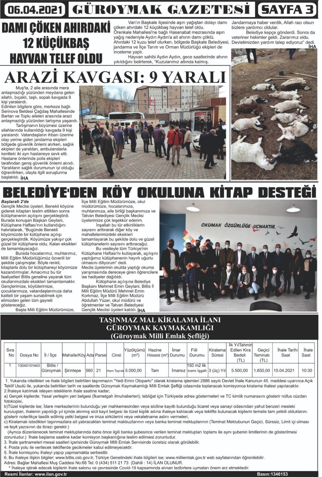 Güroymak Gazetesi  Sayılı Gazete Küpürü