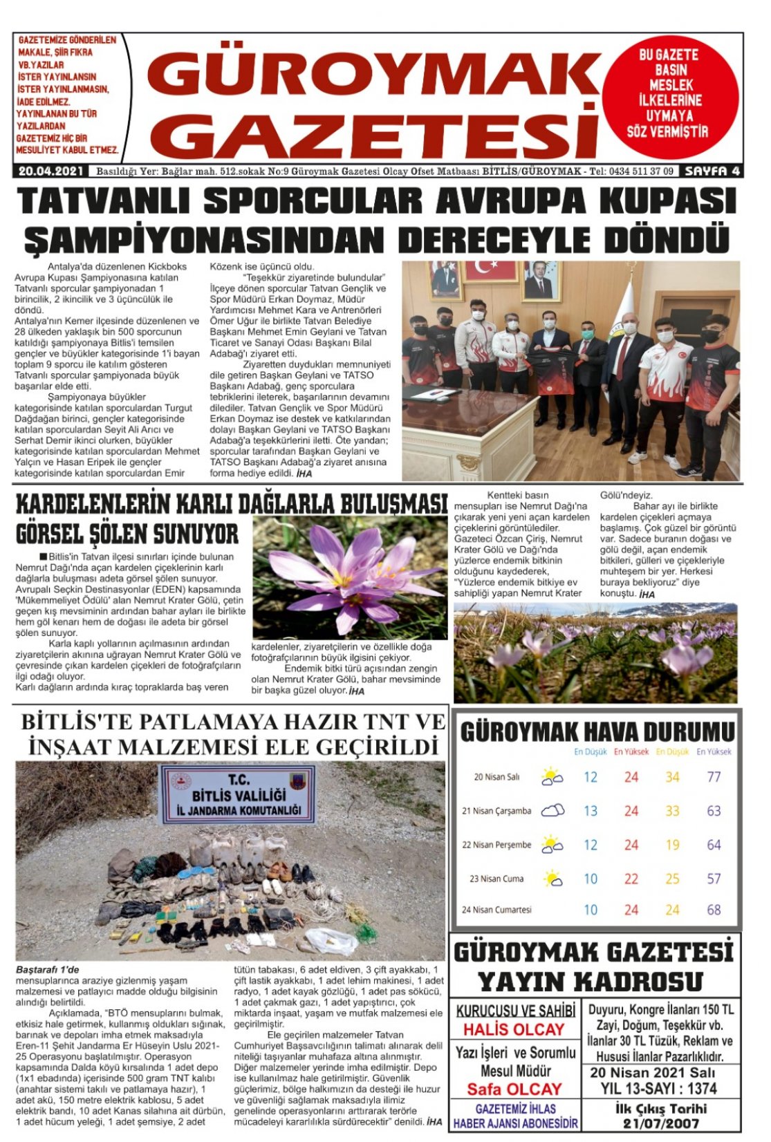 Güroymak Gazetesi  Sayılı Gazete Küpürü