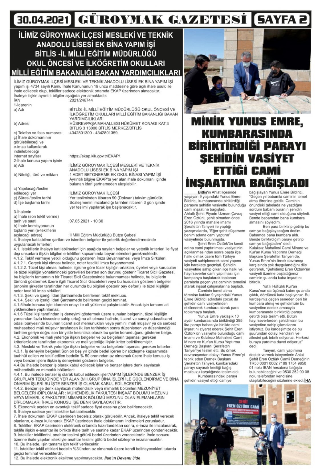 Güroymak Gazetesi  Sayılı Gazete Küpürü