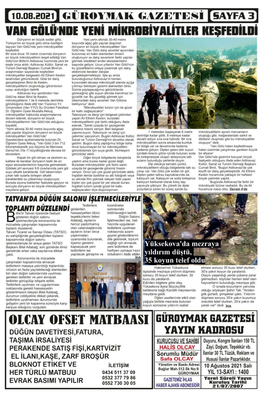 Güroymak Gazetesi  Sayılı Gazete Küpürü