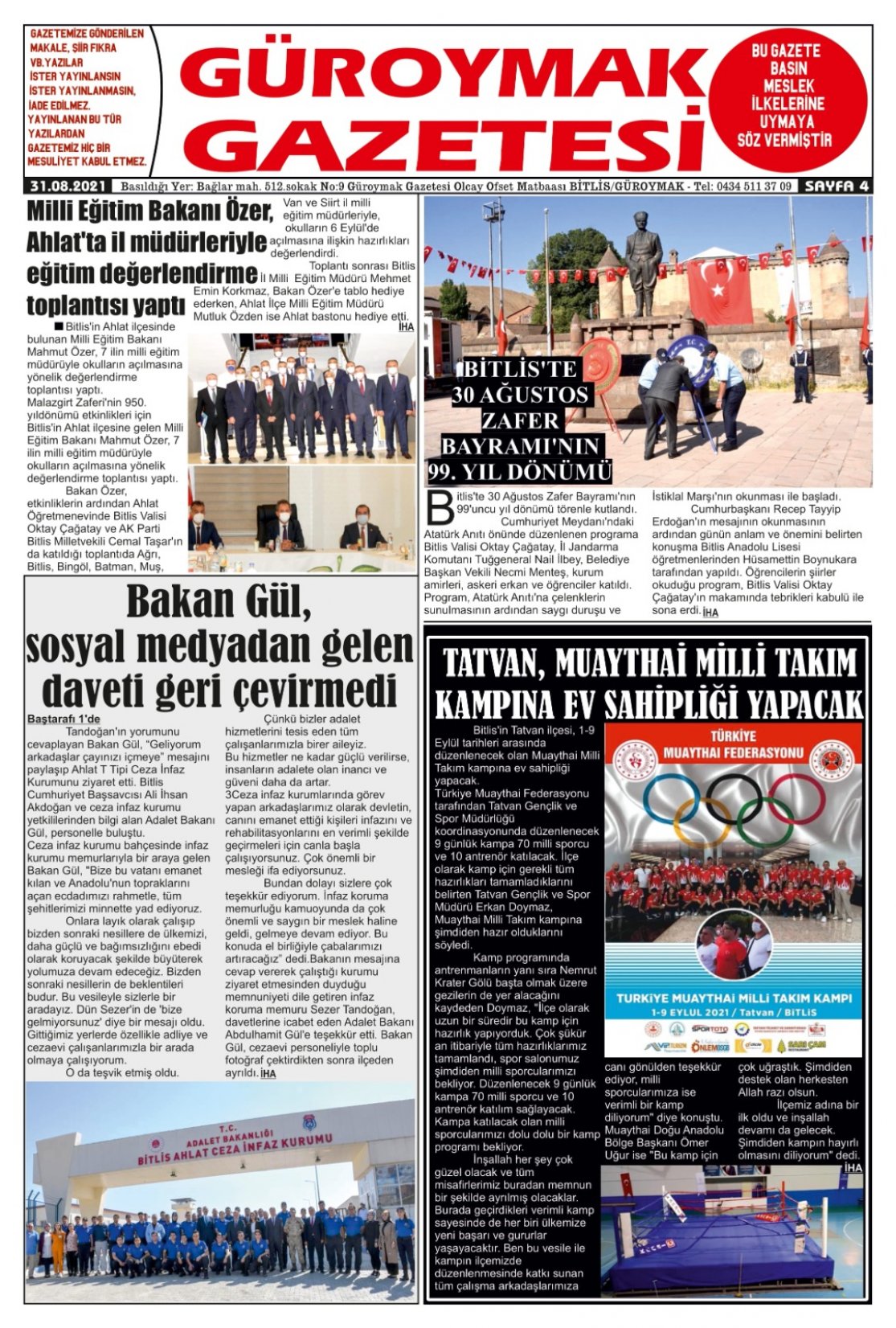 Güroymak Gazetesi  Sayılı Gazete Küpürü