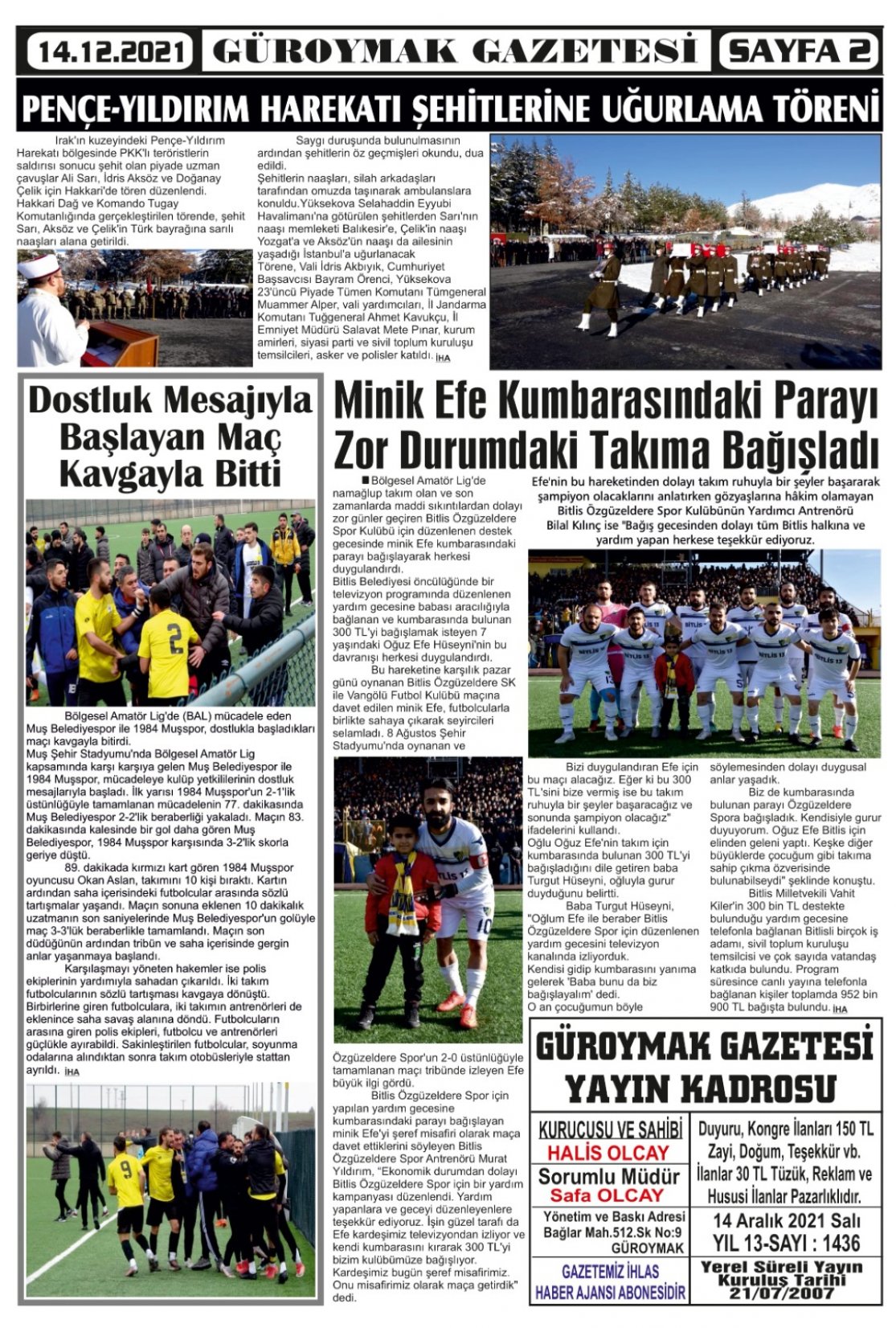 Güroymak Gazetesi  Sayılı Gazete Küpürü