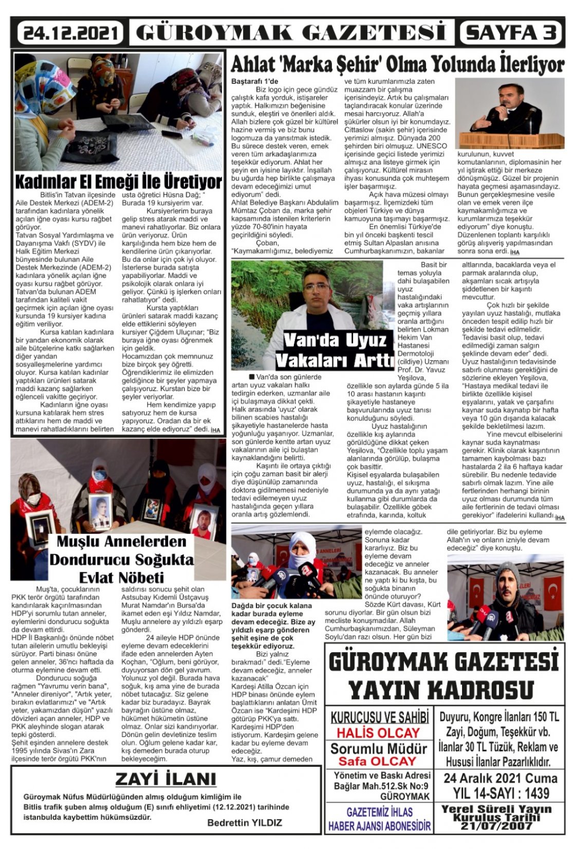 Güroymak Gazetesi  Sayılı Gazete Küpürü