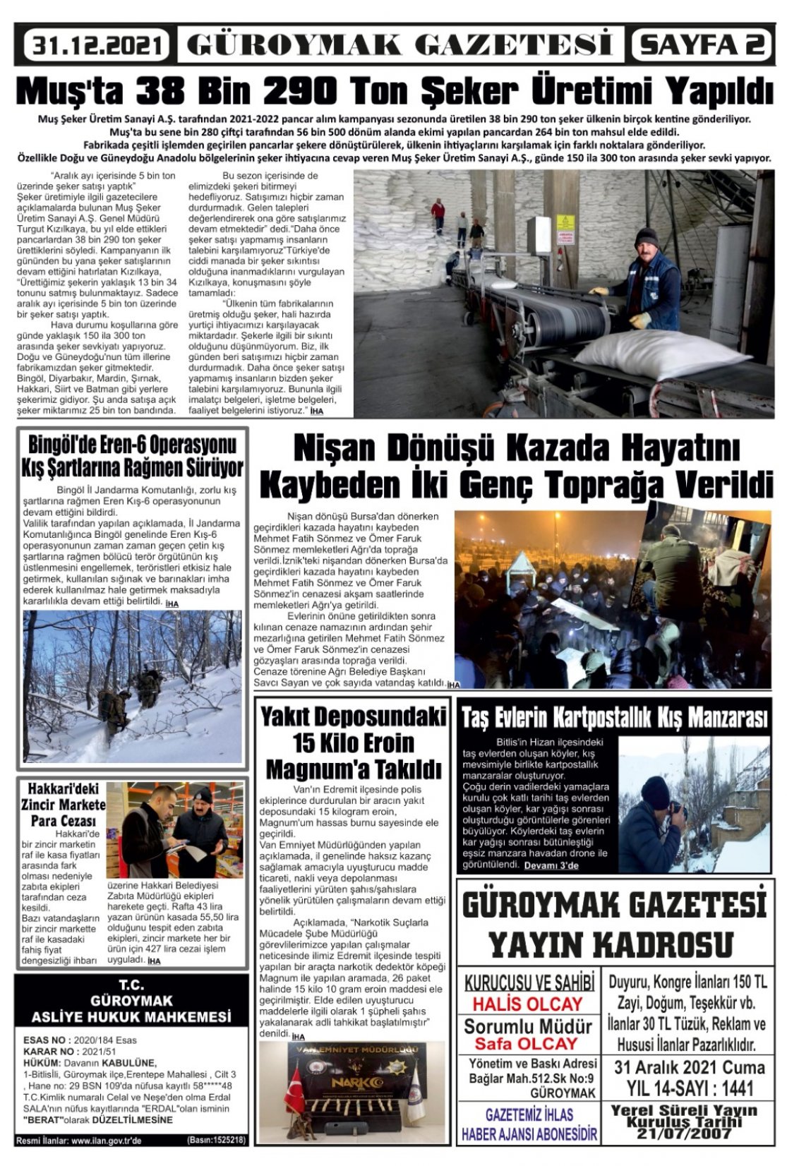 Güroymak Gazetesi  Sayılı Gazete Küpürü