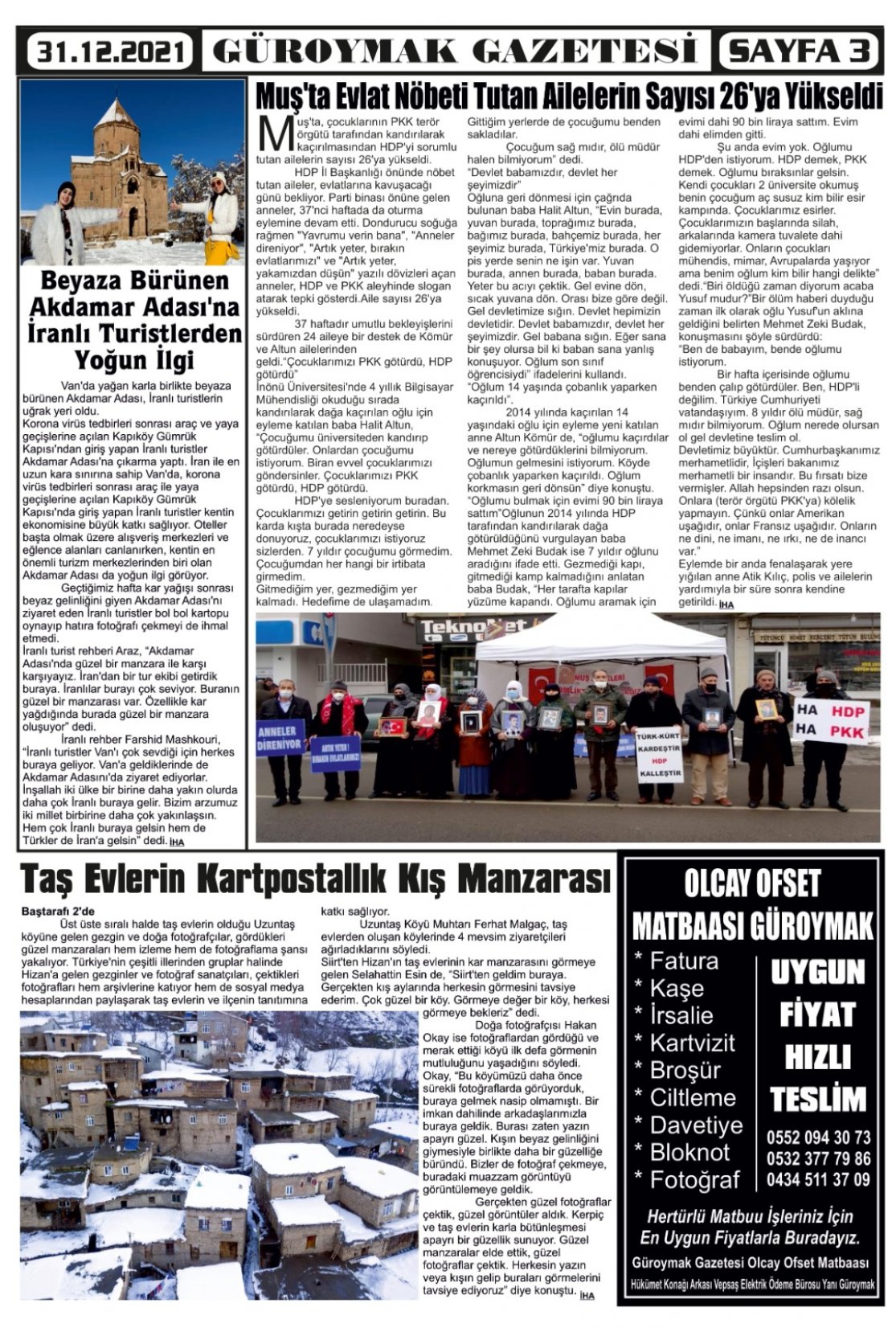 Güroymak Gazetesi  Sayılı Gazete Küpürü