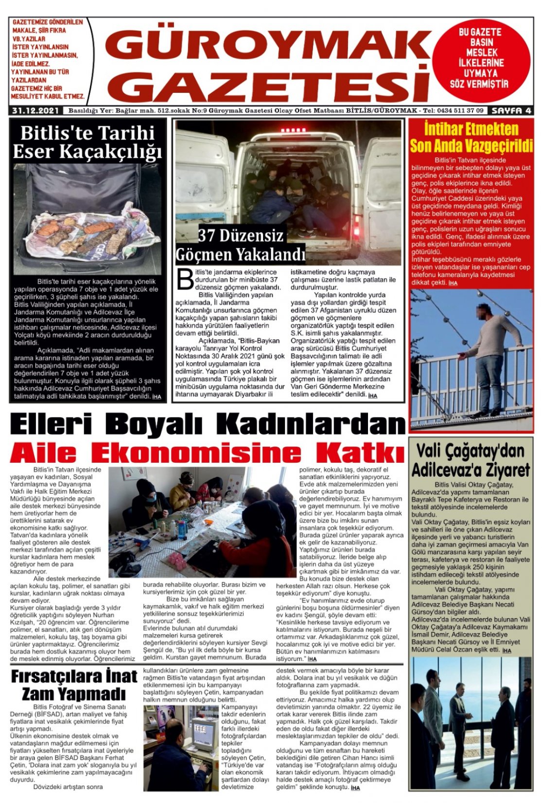 Güroymak Gazetesi  Sayılı Gazete Küpürü