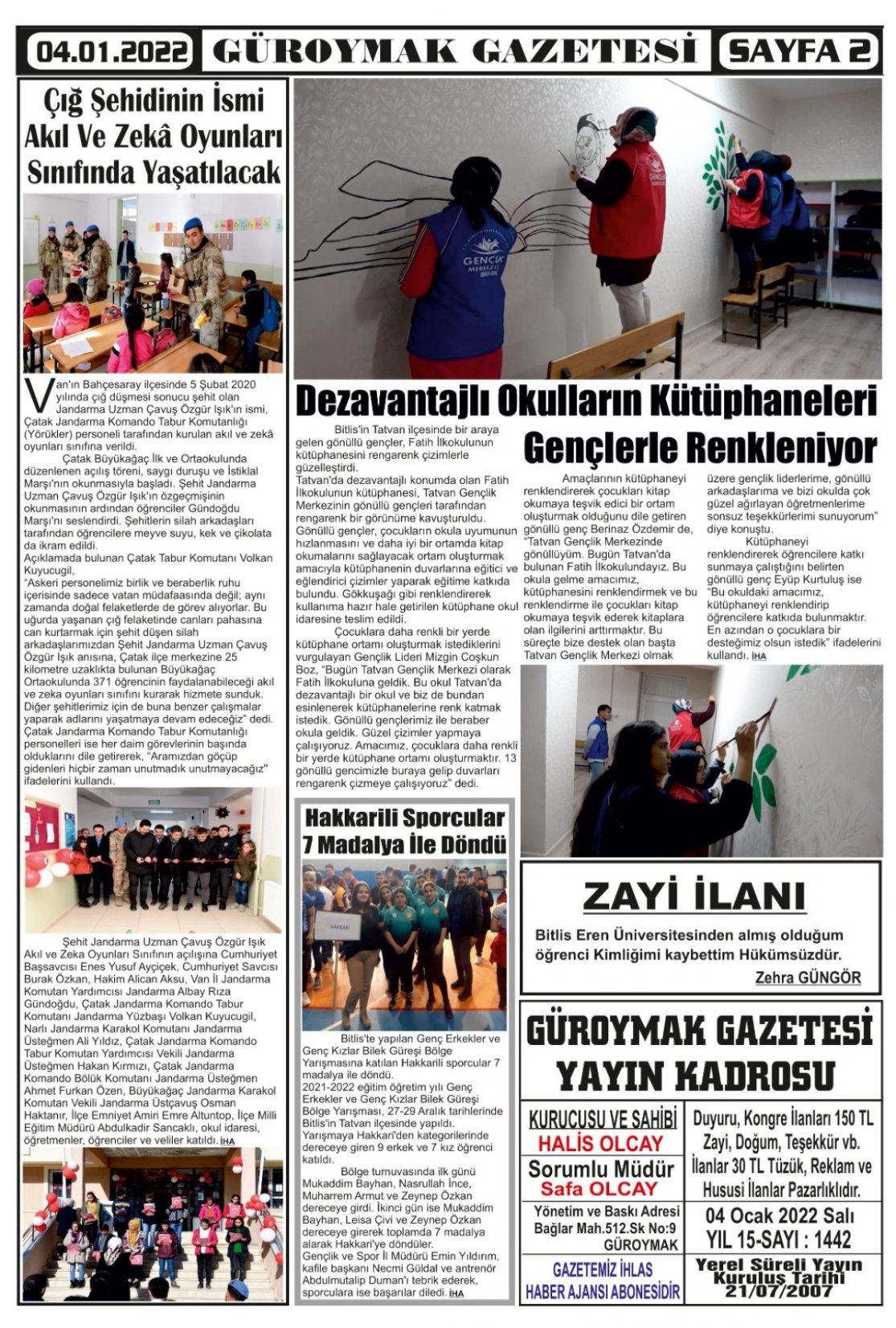 Güroymak Gazetesi  Sayılı Gazete Küpürü