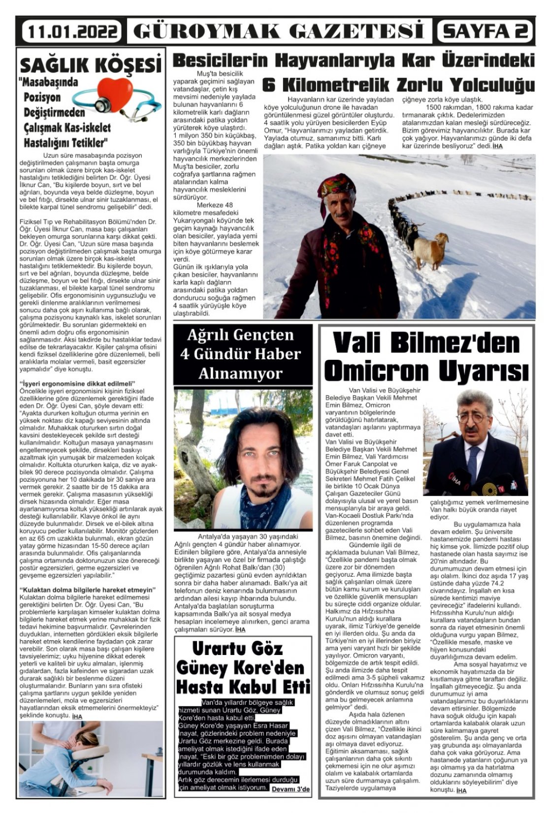 Güroymak Gazetesi  Sayılı Gazete Küpürü