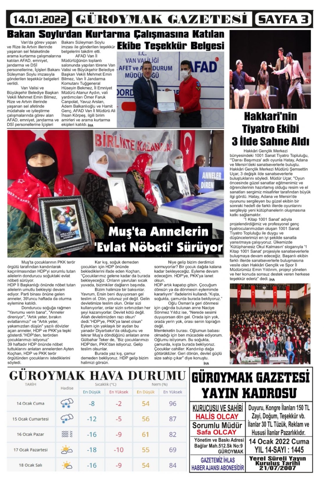 Güroymak Gazetesi  Sayılı Gazete Küpürü