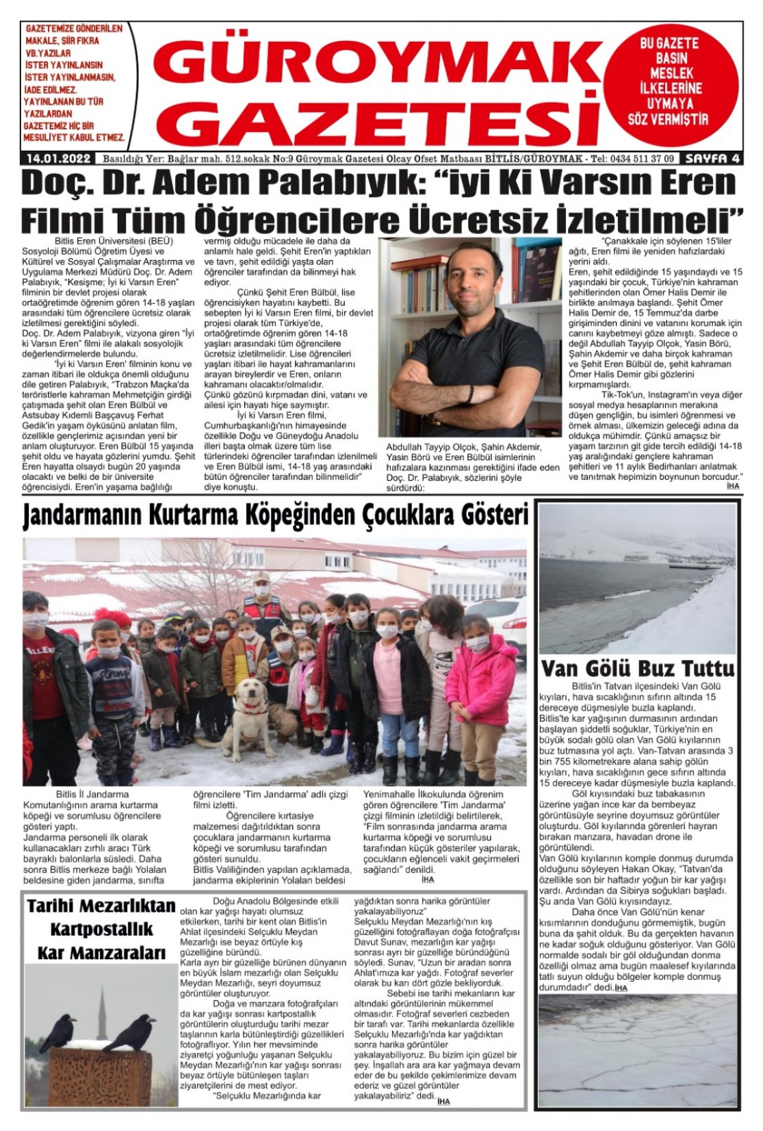 Güroymak Gazetesi  Sayılı Gazete Küpürü