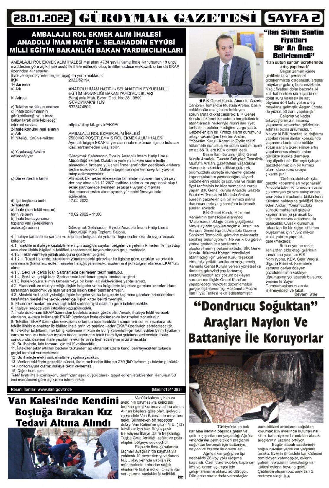 Güroymak Gazetesi  Sayılı Gazete Küpürü