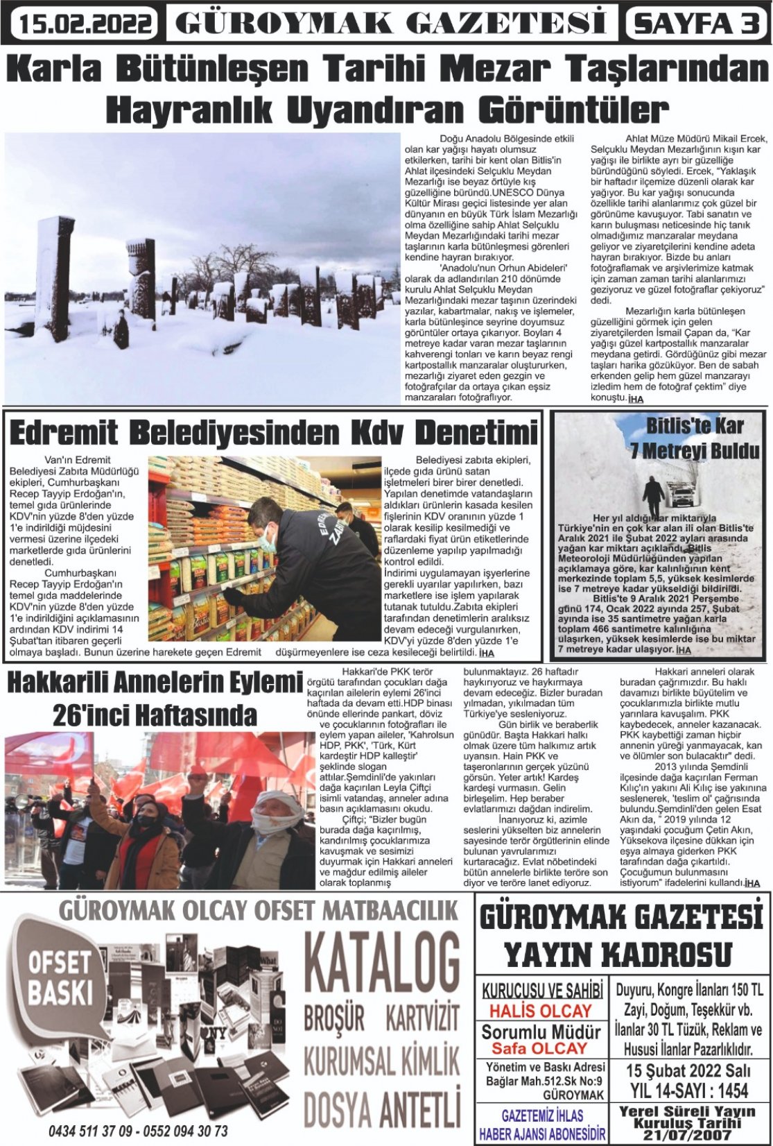 Güroymak Gazetesi  Sayılı Gazete Küpürü