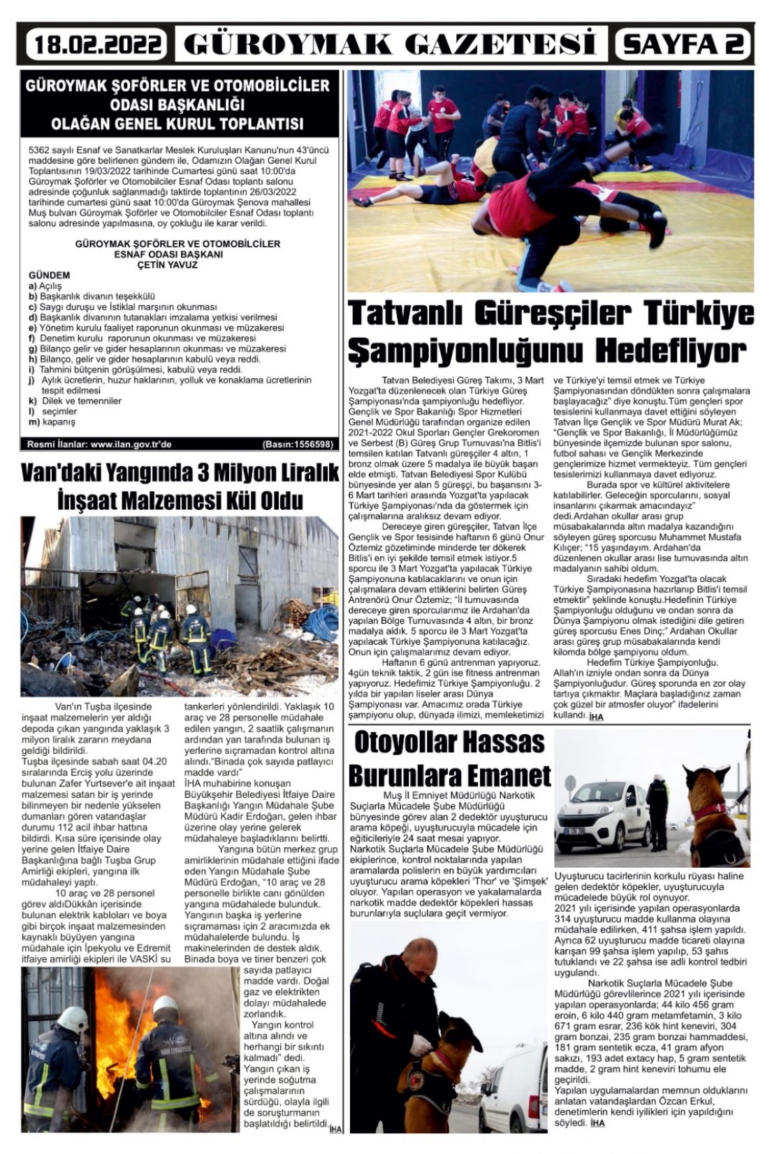 Güroymak Gazetesi  Sayılı Gazete Küpürü