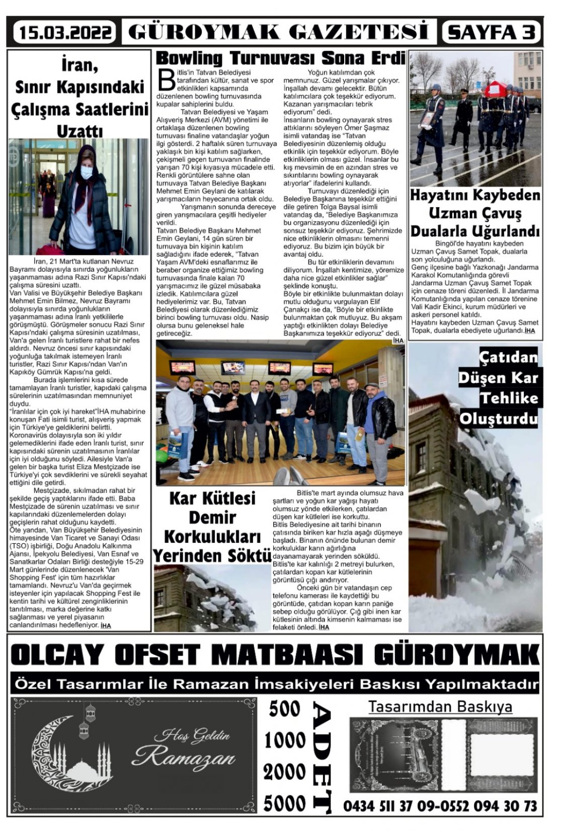 Güroymak Gazetesi  Sayılı Gazete Küpürü