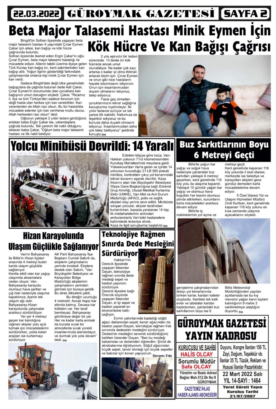 Güroymak Gazetesi  Sayılı Gazete Küpürü