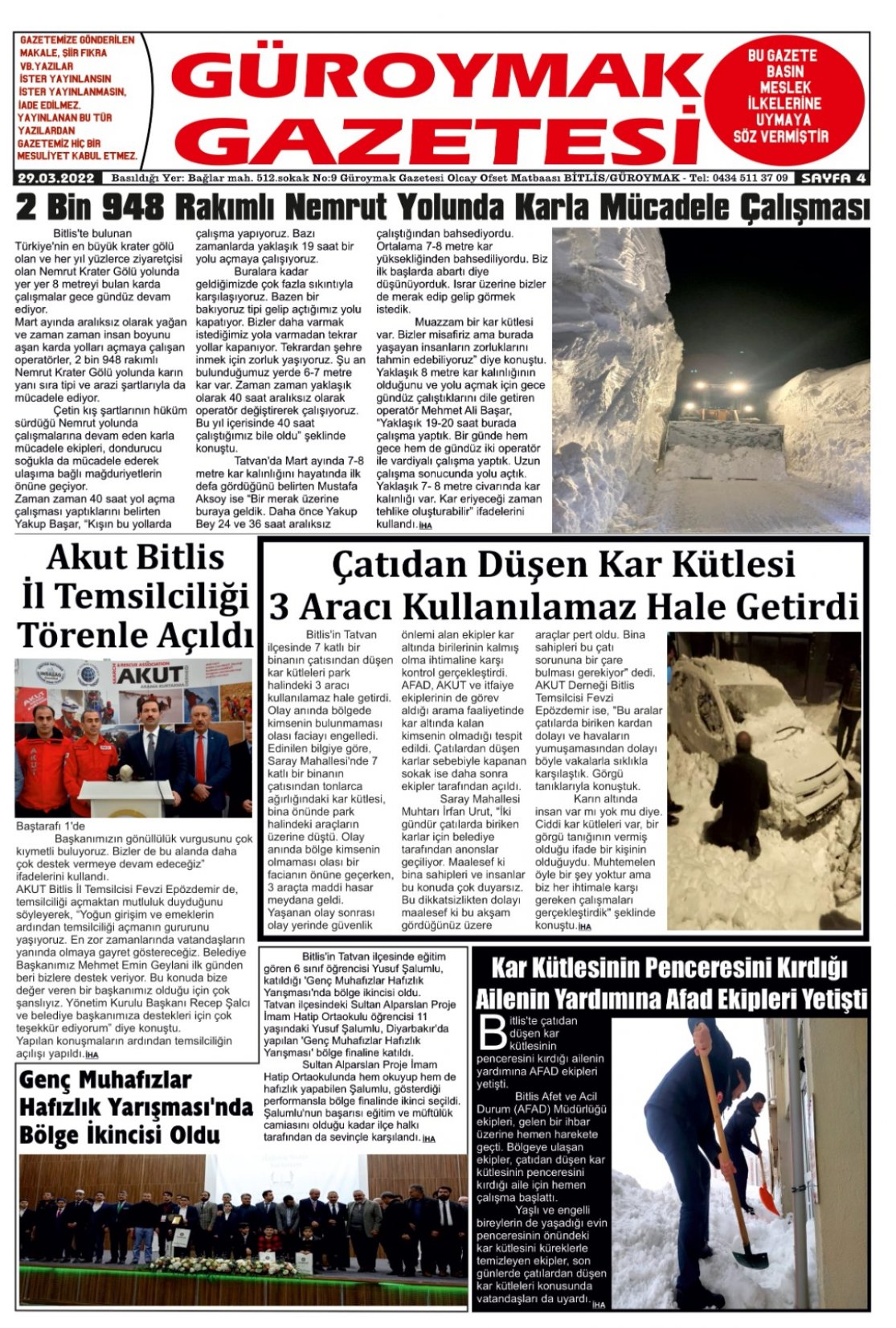 Güroymak Gazetesi  Sayılı Gazete Küpürü