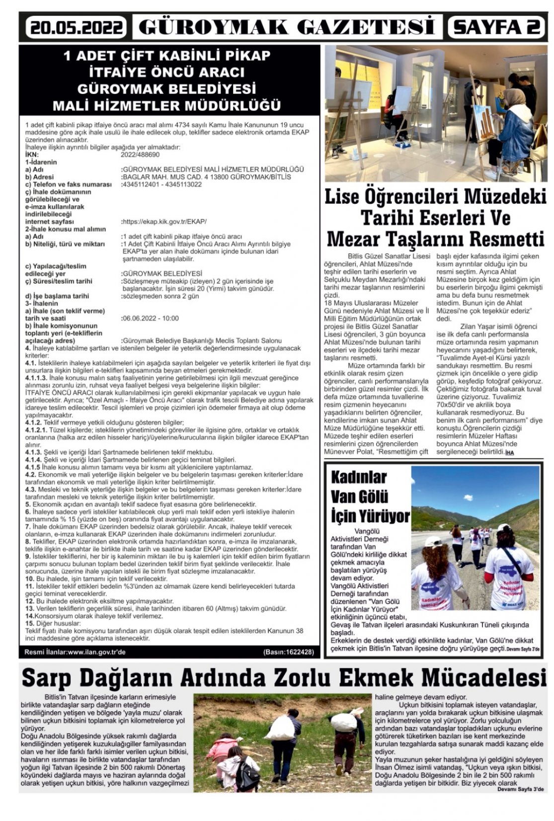 Güroymak Gazetesi  Sayılı Gazete Küpürü