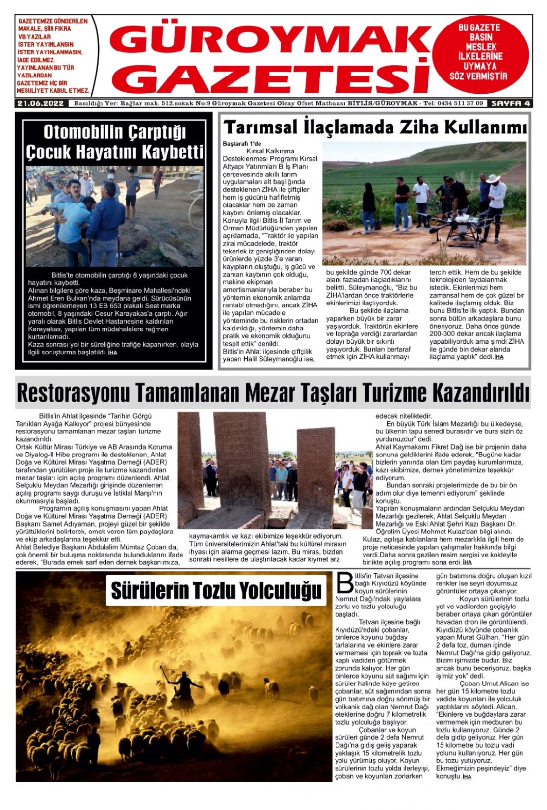 Güroymak Gazetesi  Sayılı Gazete Küpürü