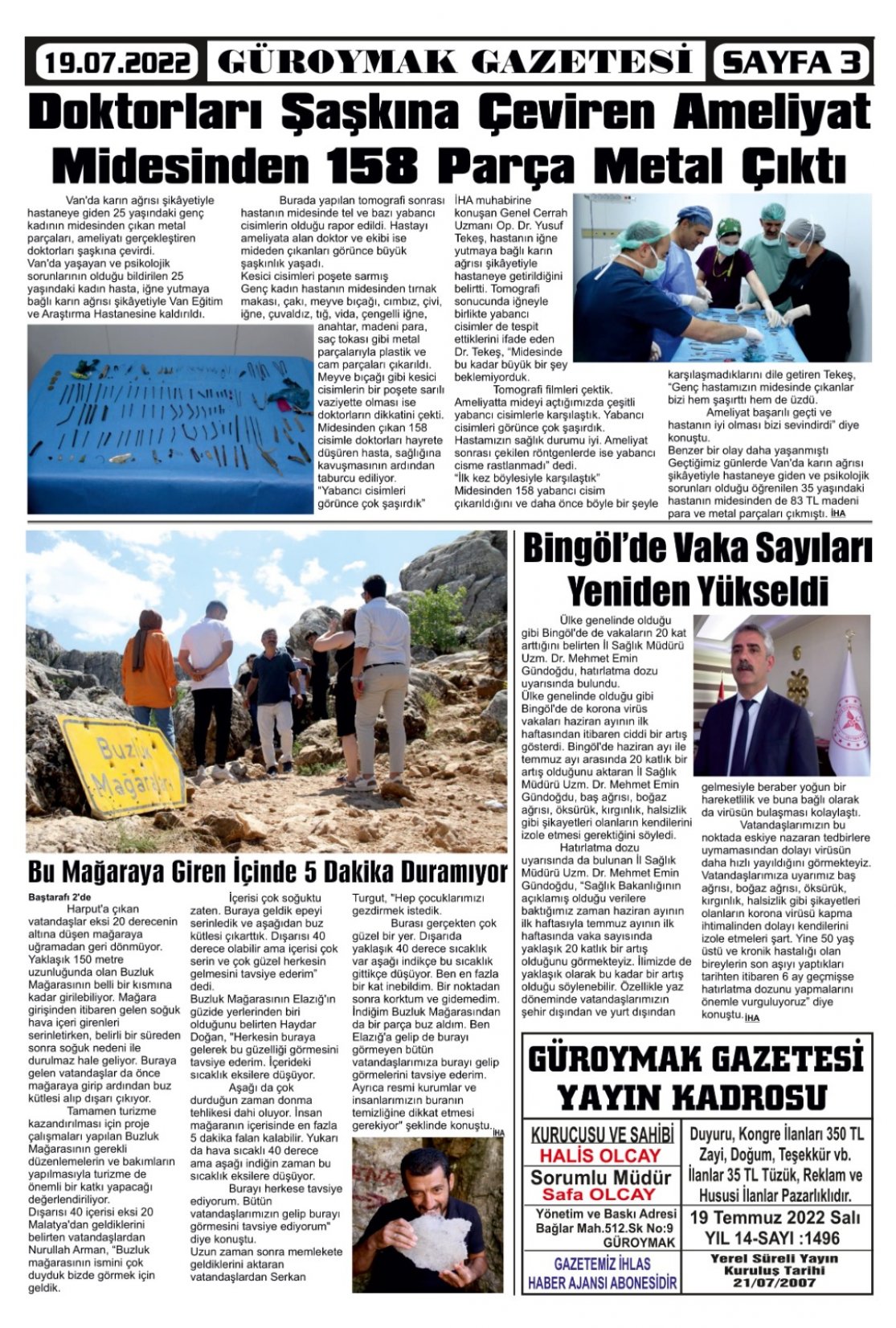 Güroymak Gazetesi  Sayılı Gazete Küpürü
