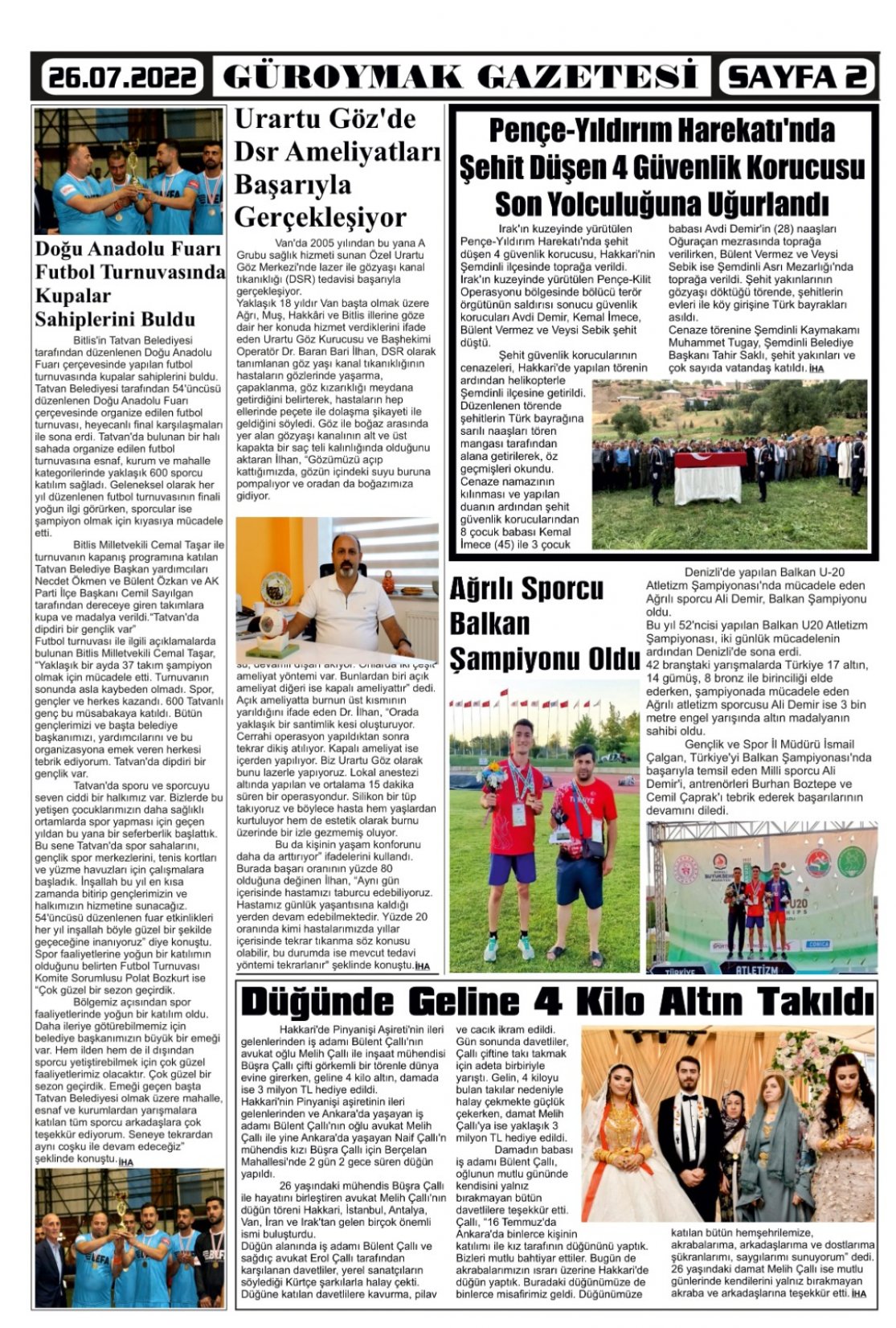 Güroymak Gazetesi  Sayılı Gazete Küpürü