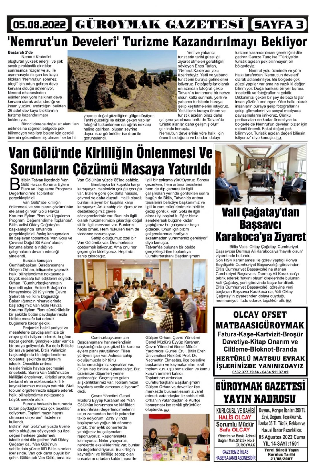 Güroymak Gazetesi  Sayılı Gazete Küpürü