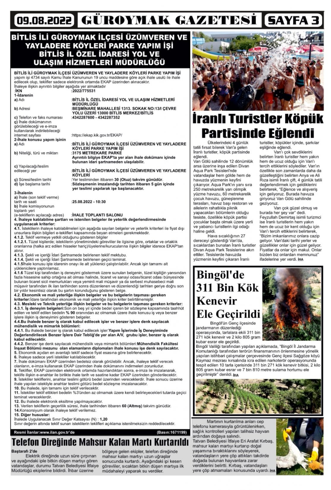 Güroymak Gazetesi  Sayılı Gazete Küpürü