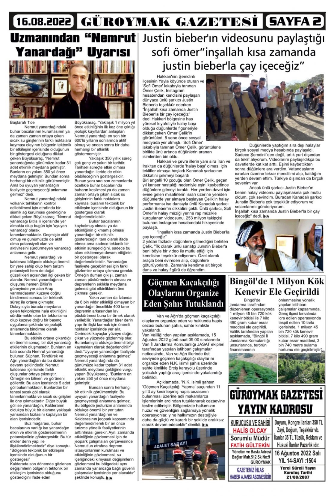 Güroymak Gazetesi  Sayılı Gazete Küpürü