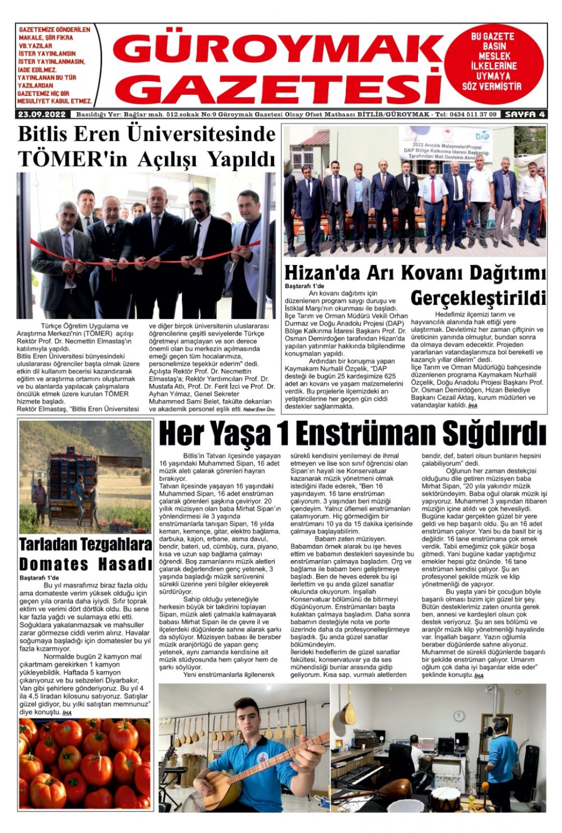 Güroymak Gazetesi  Sayılı Gazete Küpürü