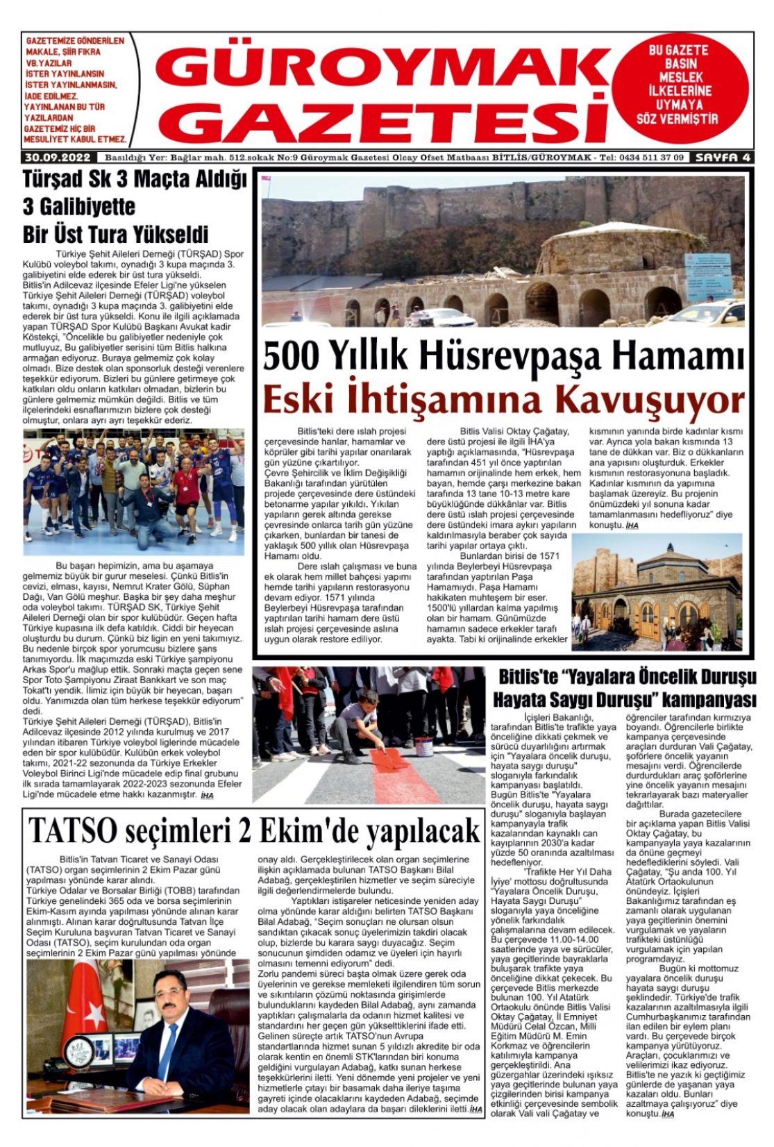 Güroymak Gazetesi  Sayılı Gazete Küpürü