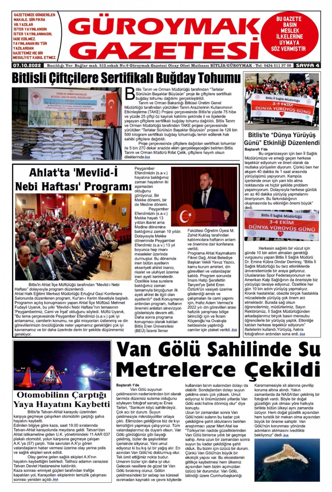 Güroymak Gazetesi  Sayılı Gazete Küpürü