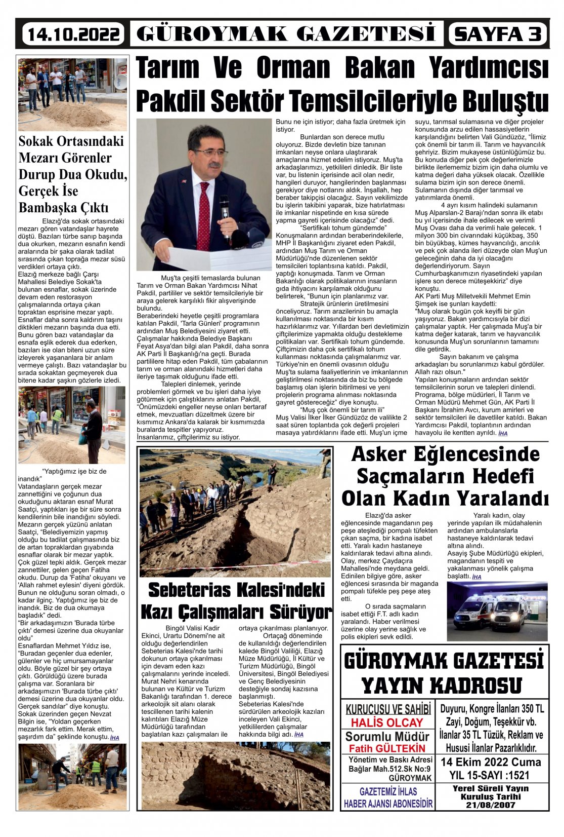 Güroymak Gazetesi  Sayılı Gazete Küpürü