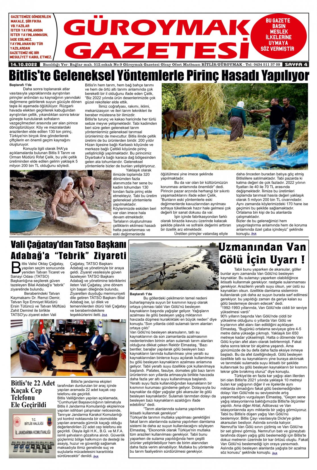 Güroymak Gazetesi  Sayılı Gazete Küpürü