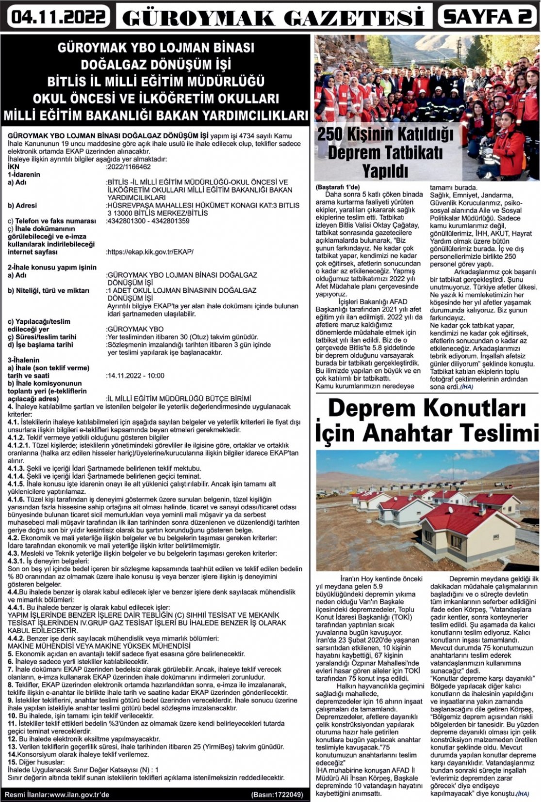 Güroymak Gazetesi  Sayılı Gazete Küpürü