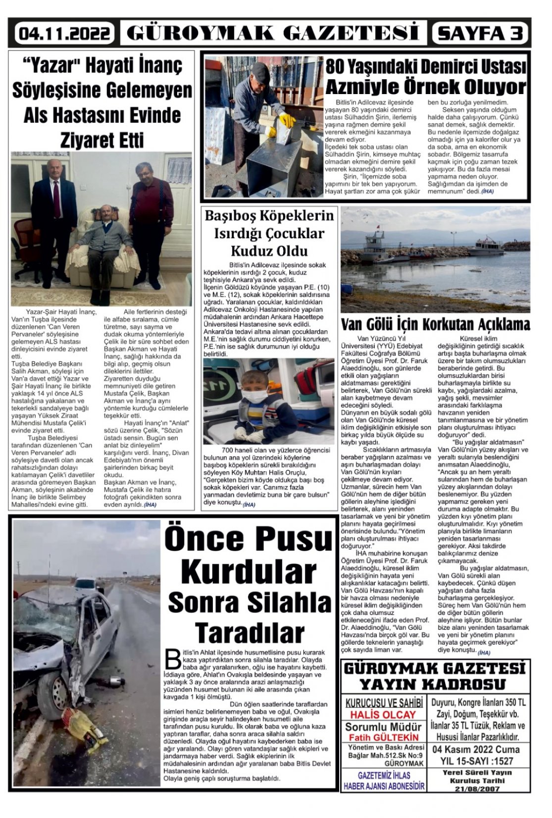 Güroymak Gazetesi  Sayılı Gazete Küpürü