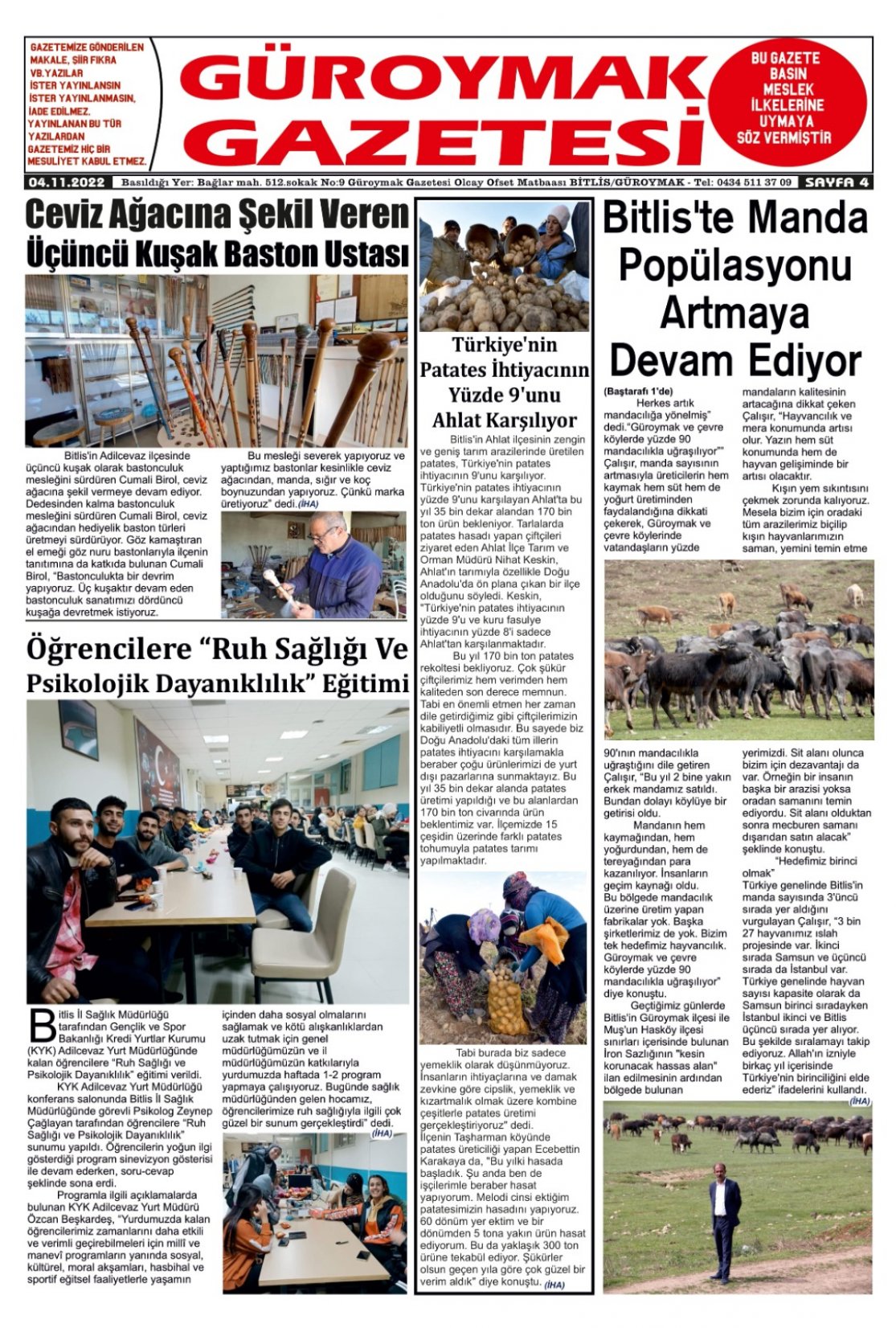 Güroymak Gazetesi  Sayılı Gazete Küpürü