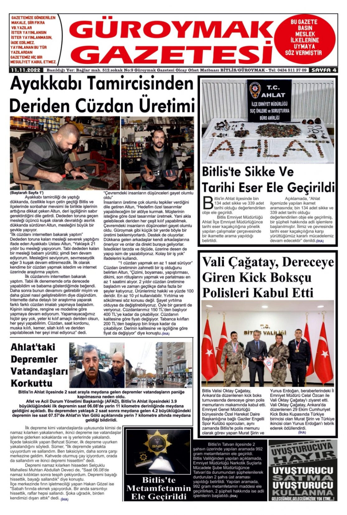 Güroymak Gazetesi  Sayılı Gazete Küpürü