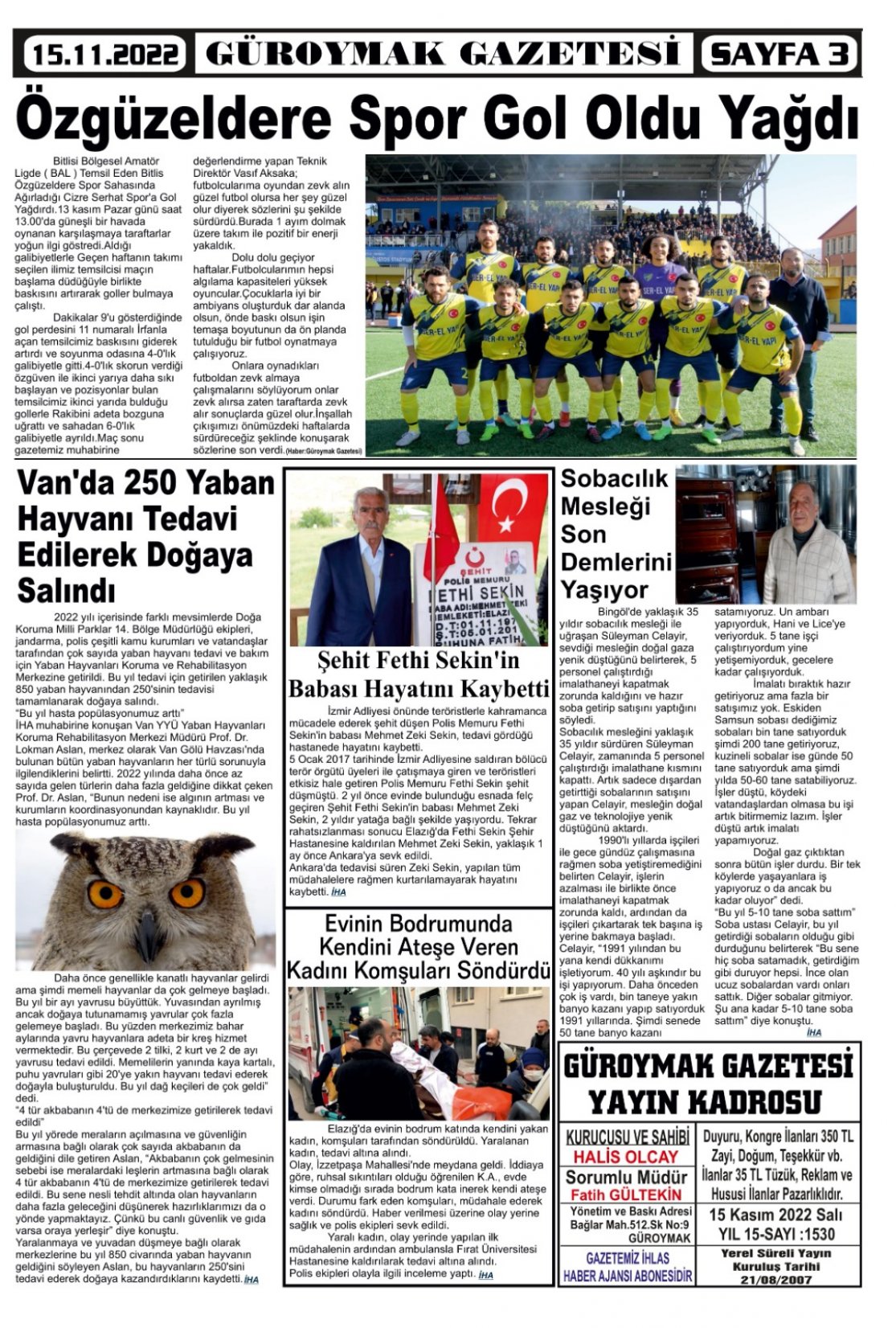 Güroymak Gazetesi  Sayılı Gazete Küpürü