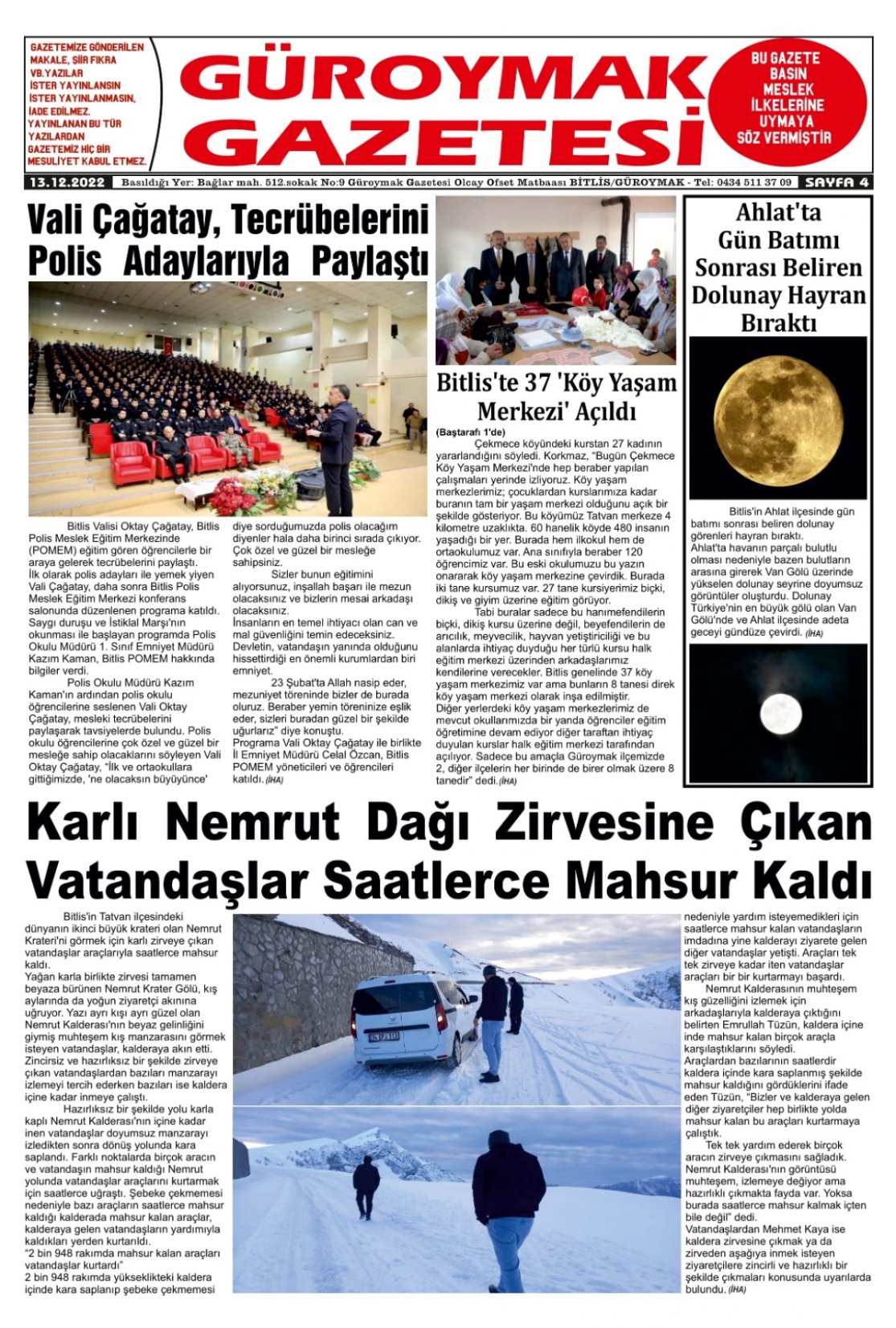 Güroymak Gazetesi  Sayılı Gazete Küpürü