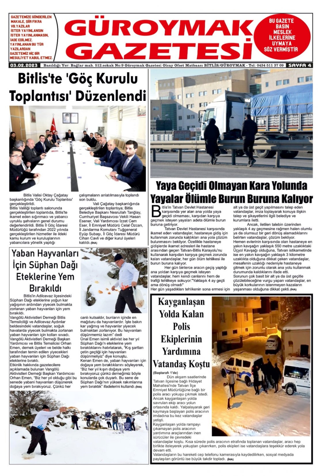 Güroymak Gazetesi  Sayılı Gazete Küpürü