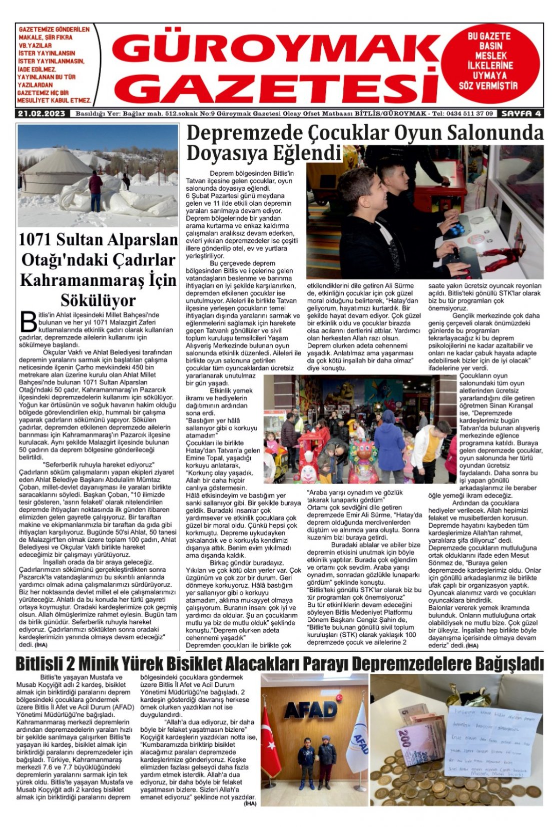 Güroymak Gazetesi  Sayılı Gazete Küpürü