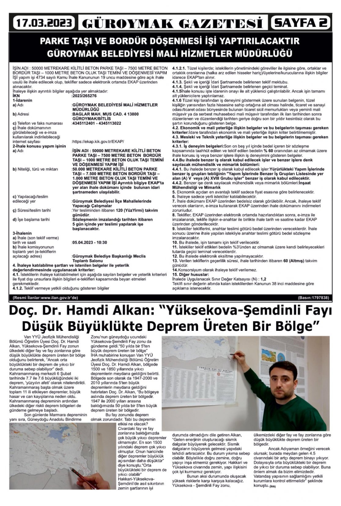 Güroymak Gazetesi  Sayılı Gazete Küpürü