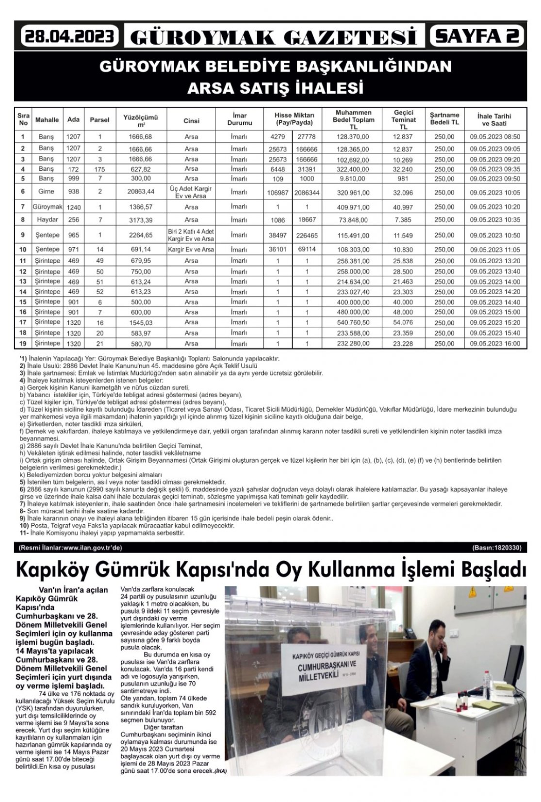 Güroymak Gazetesi  Sayılı Gazete Küpürü