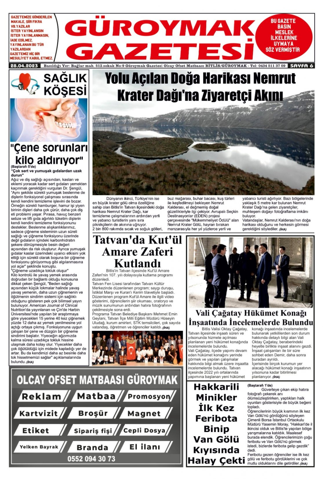 Güroymak Gazetesi  Sayılı Gazete Küpürü