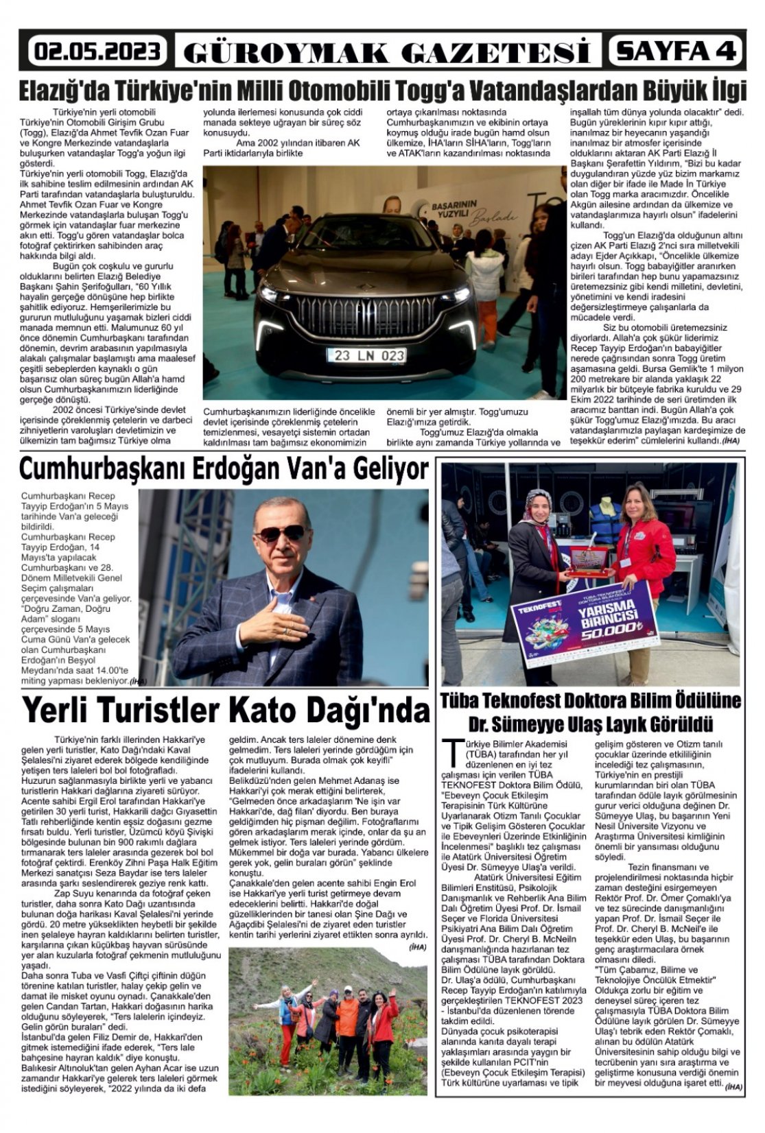 Güroymak Gazetesi  Sayılı Gazete Küpürü