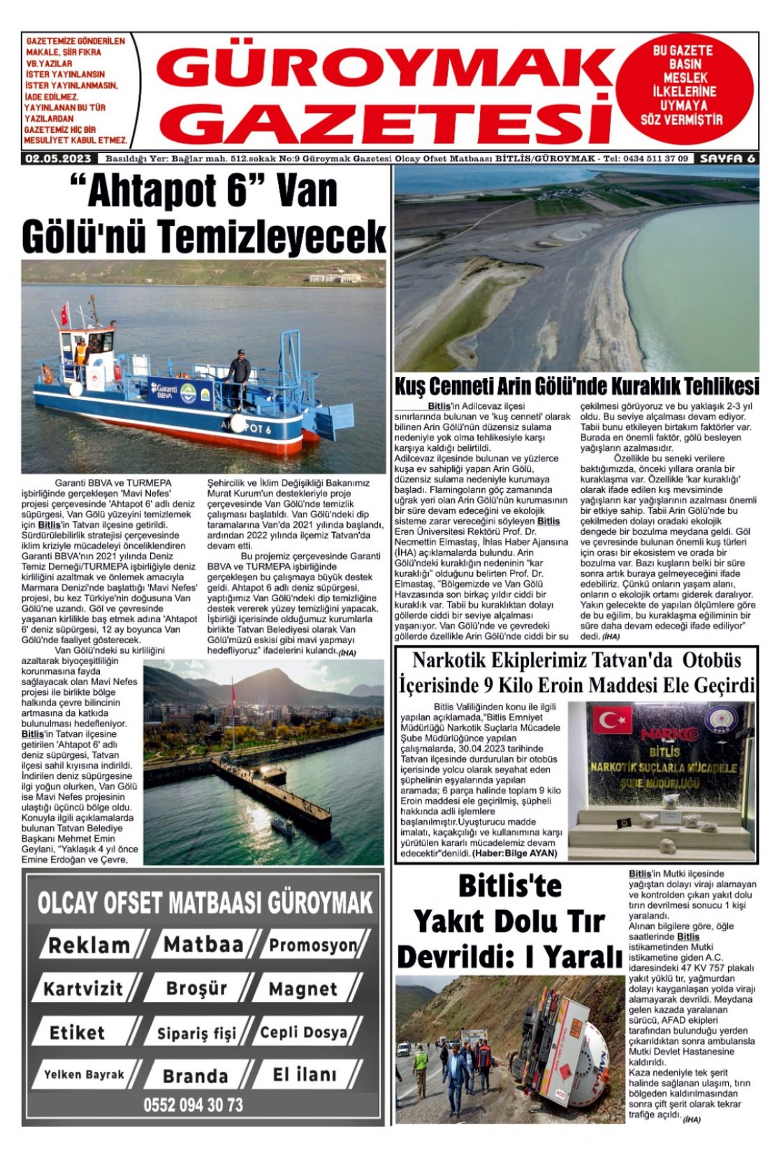 Güroymak Gazetesi  Sayılı Gazete Küpürü