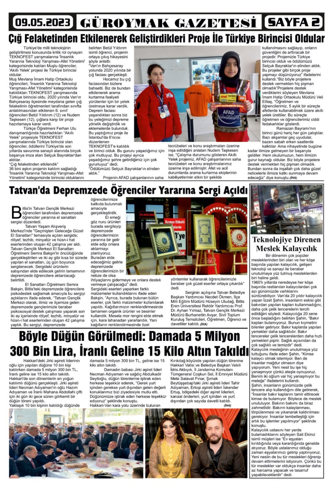 Güroymak Gazetesi  Sayılı Gazete Küpürü