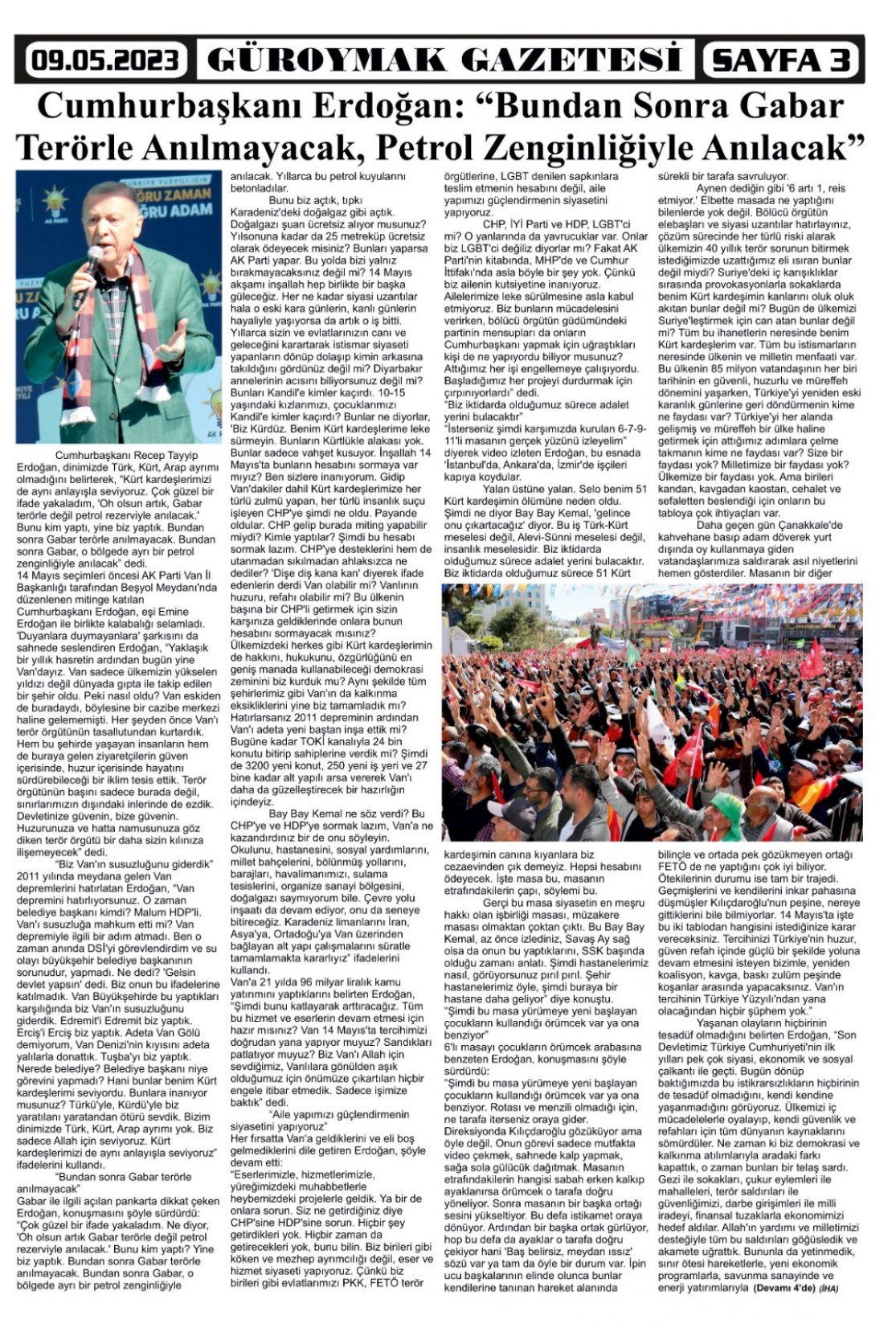 Güroymak Gazetesi  Sayılı Gazete Küpürü